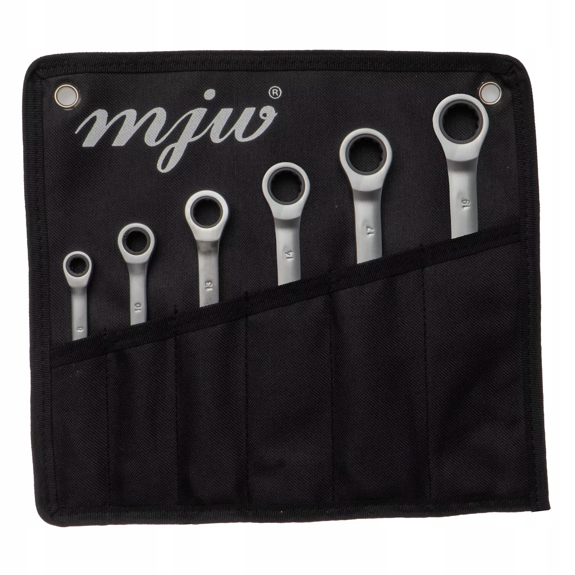 Sada očkoplochých klíčů s ráčnou a 6 klíči 8-19 mm Mjw