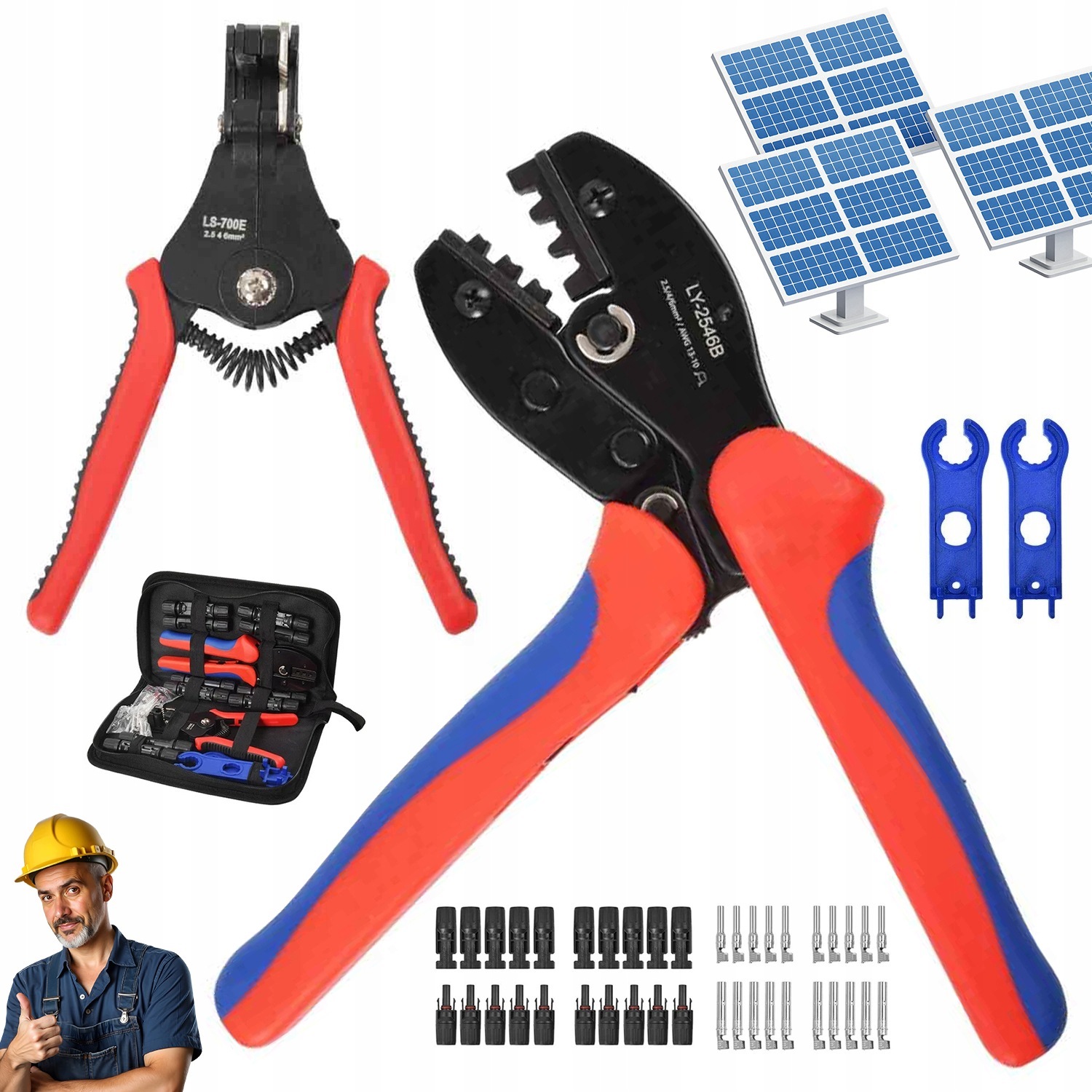 Svorka MC4 Sada Pro Fotovoltaiku 4-6 MM² Klíč Konektorová Koncovka Taška