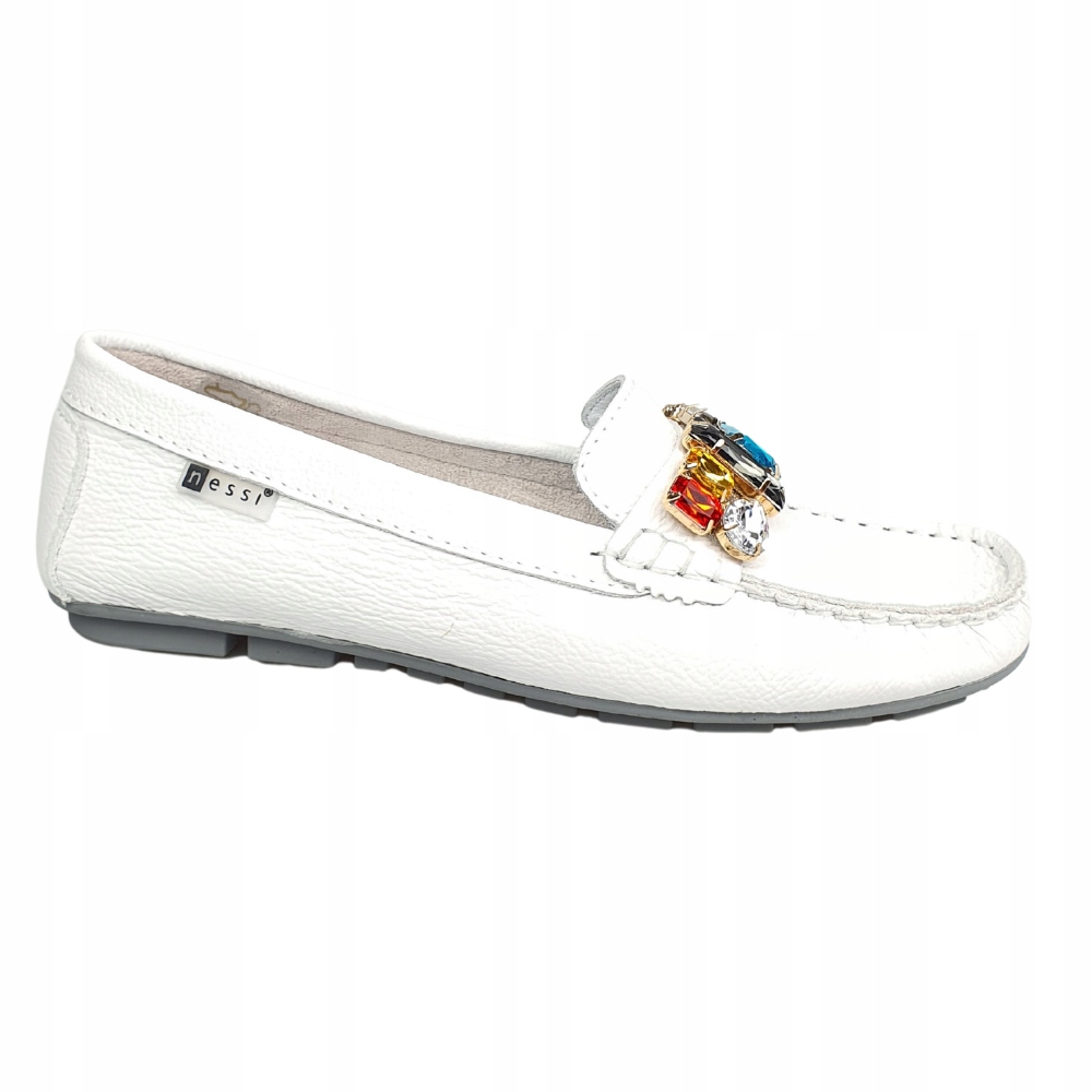Mokasyny białe z kamieniami Nessi 19512 r.37 Rozmiar 37