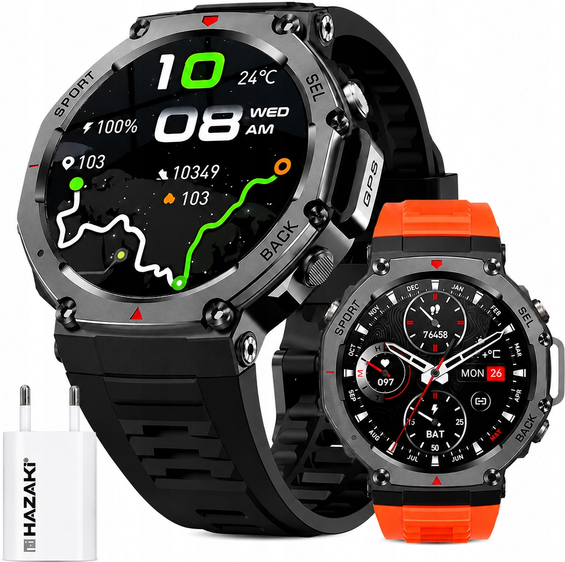 Pánské Hodinky Chytré Hodinky Hazaki Amoled Gps WR50m Gorilla 5 Bt 5.4 Sportovní