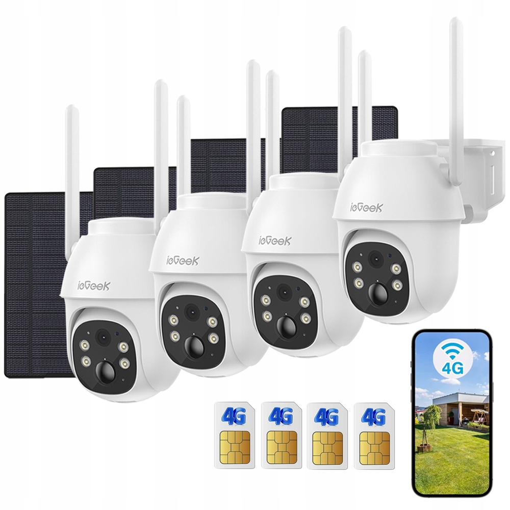 4 kusy 4G Lte solární monitorovací kamera s Sim kartou