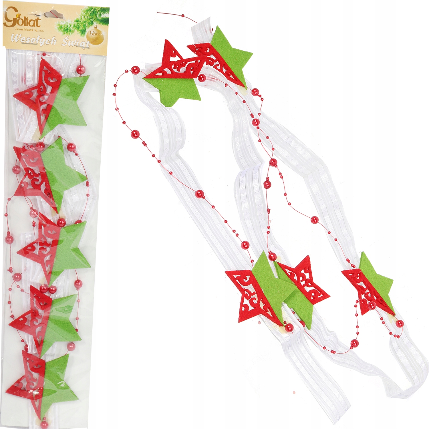 DEKORACJA ŚWIĄTECZNA Z FILCU GIRLANDA GWIAZD