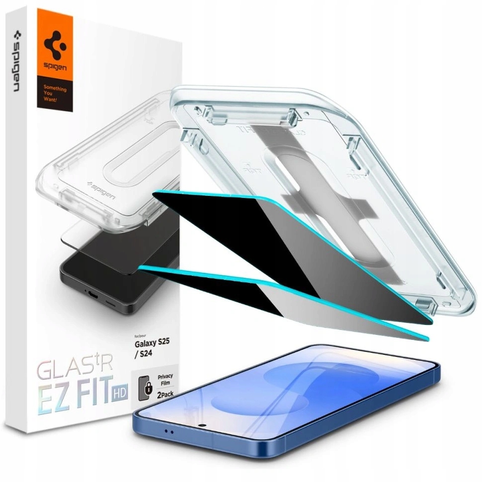 2x Sklo S Privátním Filtrem Spigen Ez Fit Privacy Aplikátor pro Galaxy S25+ Plus