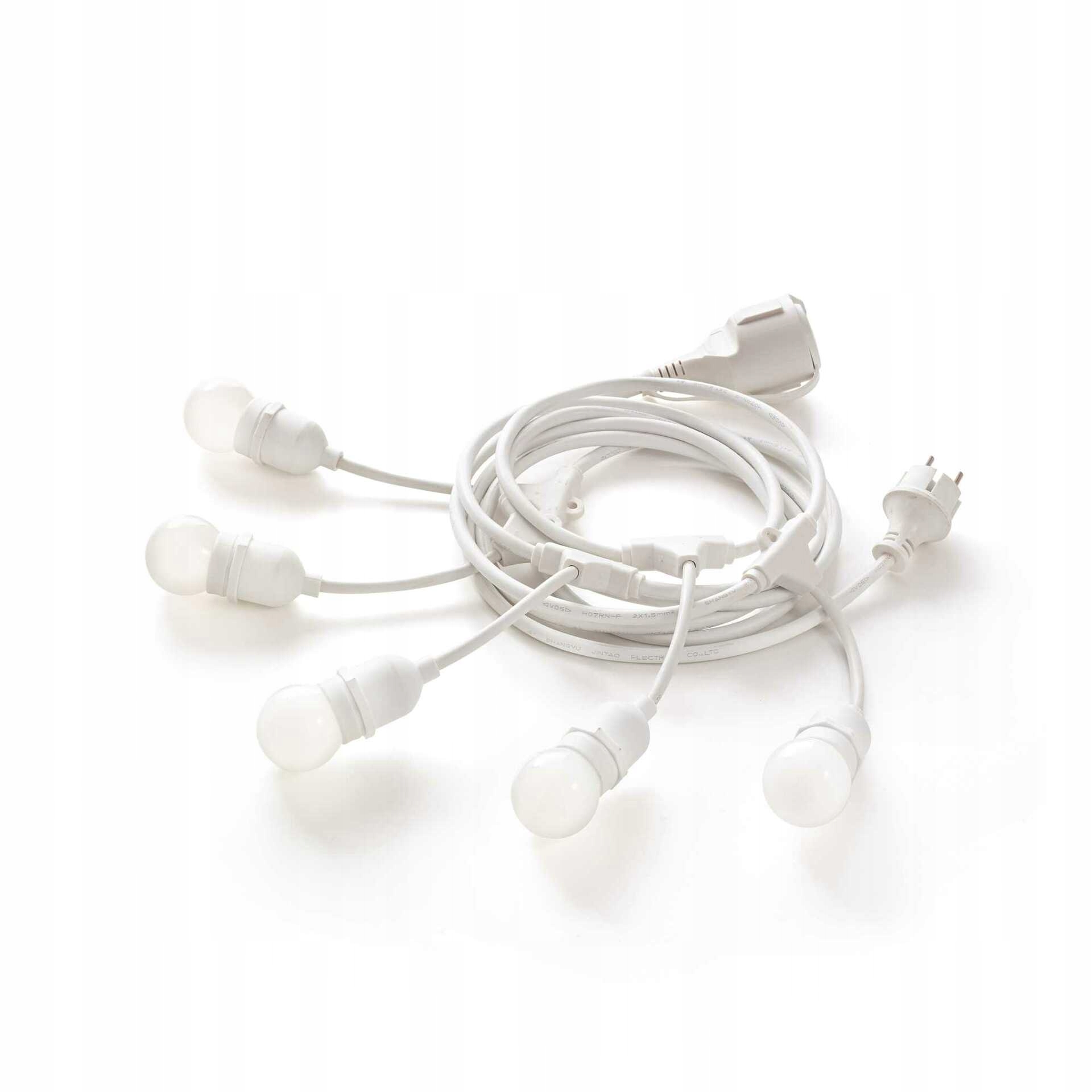 Vonkajšia závesná svetelná reťaz Ideal Lux Fiesta SP5 Bianco 218724 E27 5x15