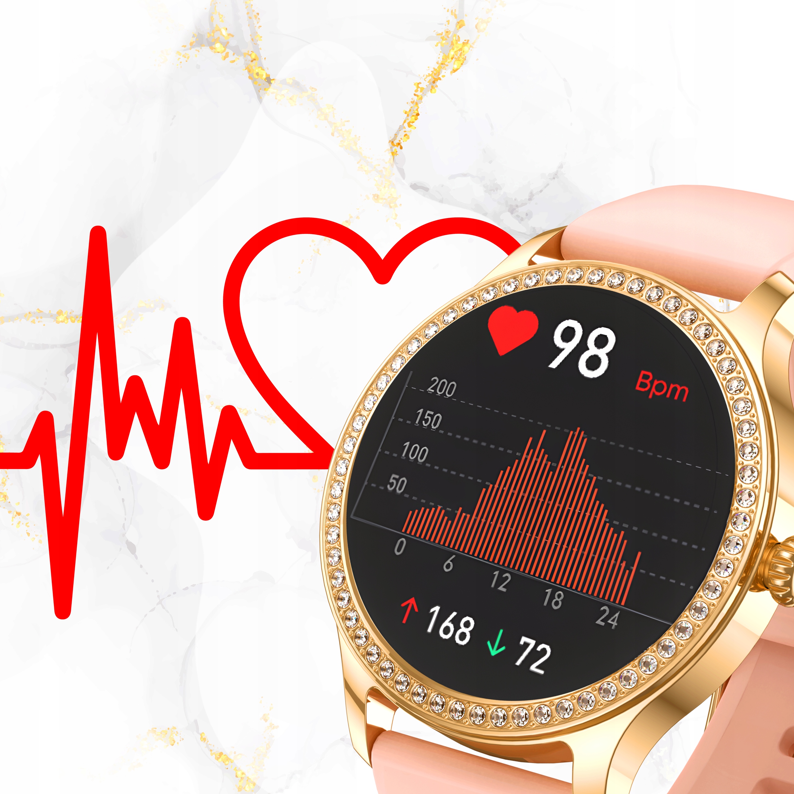 SMARTWATCH ZEGAREK MENU POLSKIE DAMSKI ROZMOWY SPORT PULS WATCH SMART PASKI Transmisja danych brak