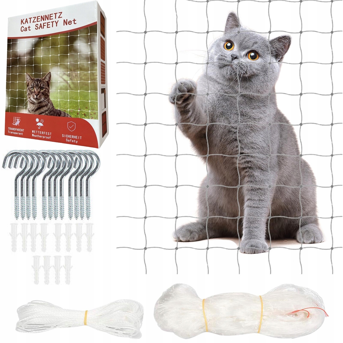 Levně Set Síťka Na Balkon Pro Kočky Holuby 3x8 m Očko 25 mm