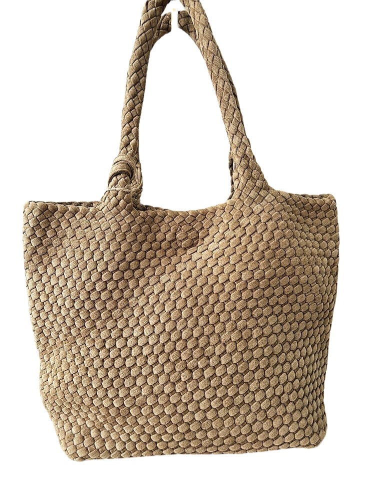 Kabelka shopper tmavě béžová s ekosemišovou pleteninou