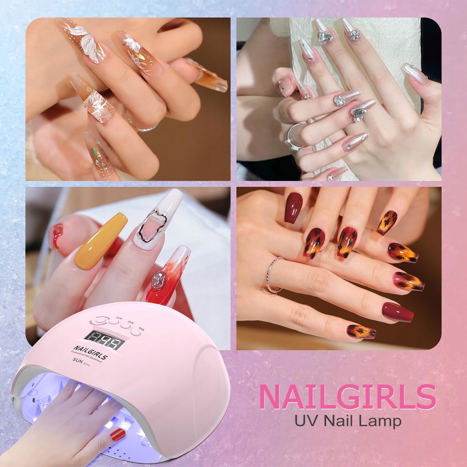 NAILGIRLS Lampa UV LED 150W Do Paznokci Z Sensorem LCD Do Żelowych Paznokci — miniatura 4