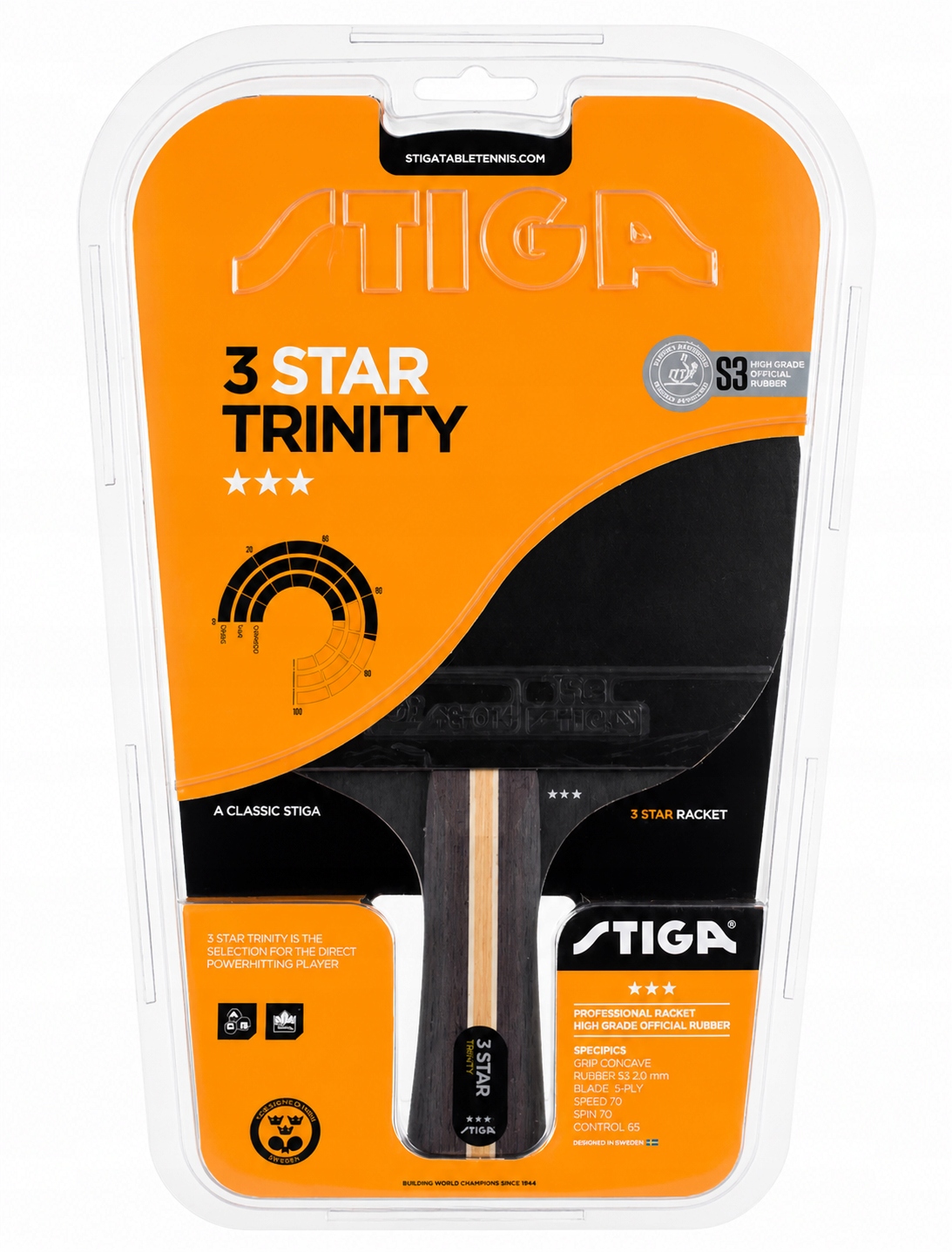 Raketa Stiga Trinity *** stolní tenis 3 Star