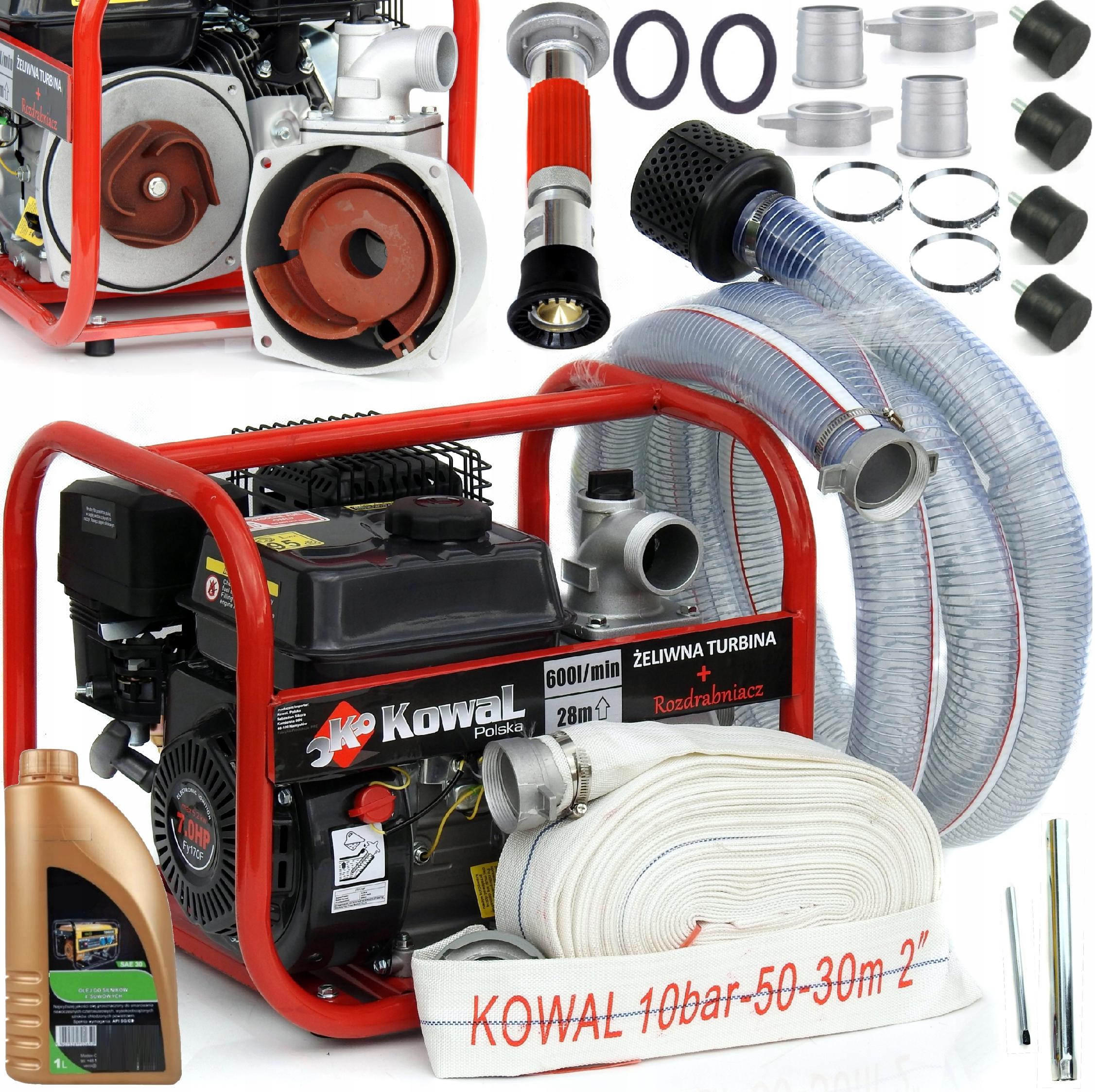 Motopompa 2 +węże spalinowa pompa do wody 600l/min Żeliwna Turbina KowaL