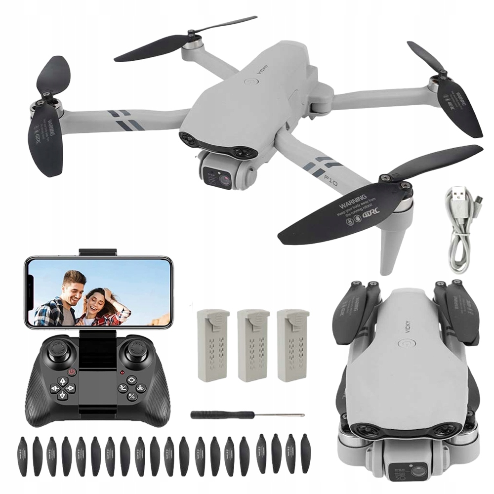 F10 Wifi Hd Dron Kamera Dálkové Ovládání Wi-fi 3 Baterie Sada 10 Náhradních Čepelí