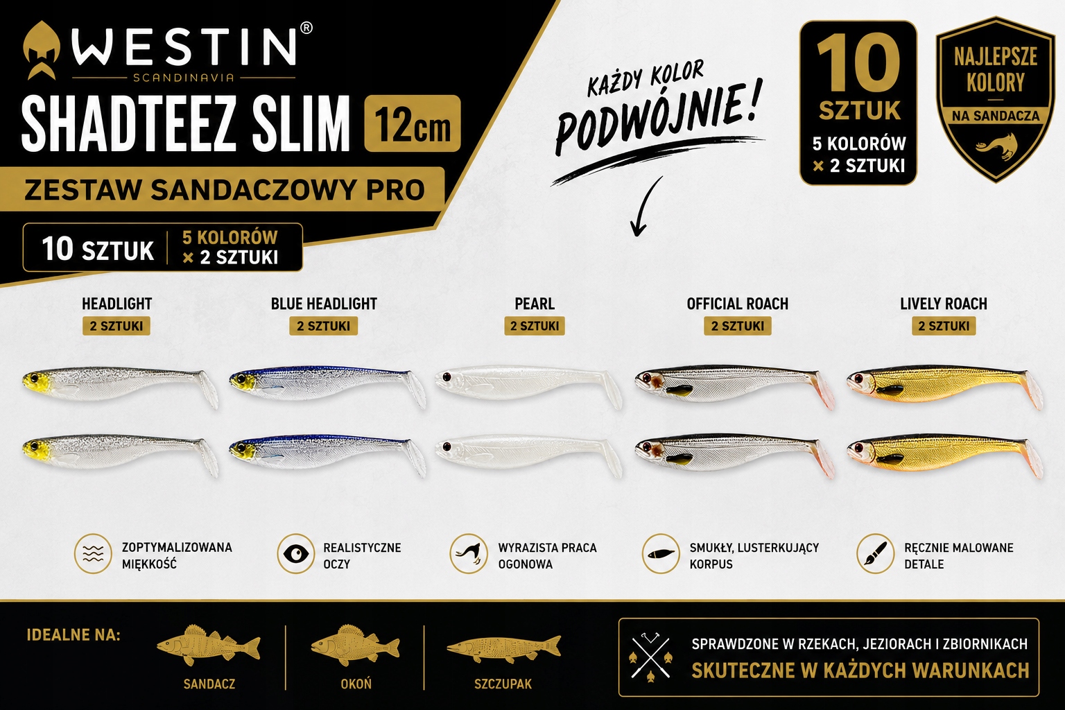 Zestaw Gum Westin Shadteez Slim 12cm 10szt Zestaw Sandaczowy Pro