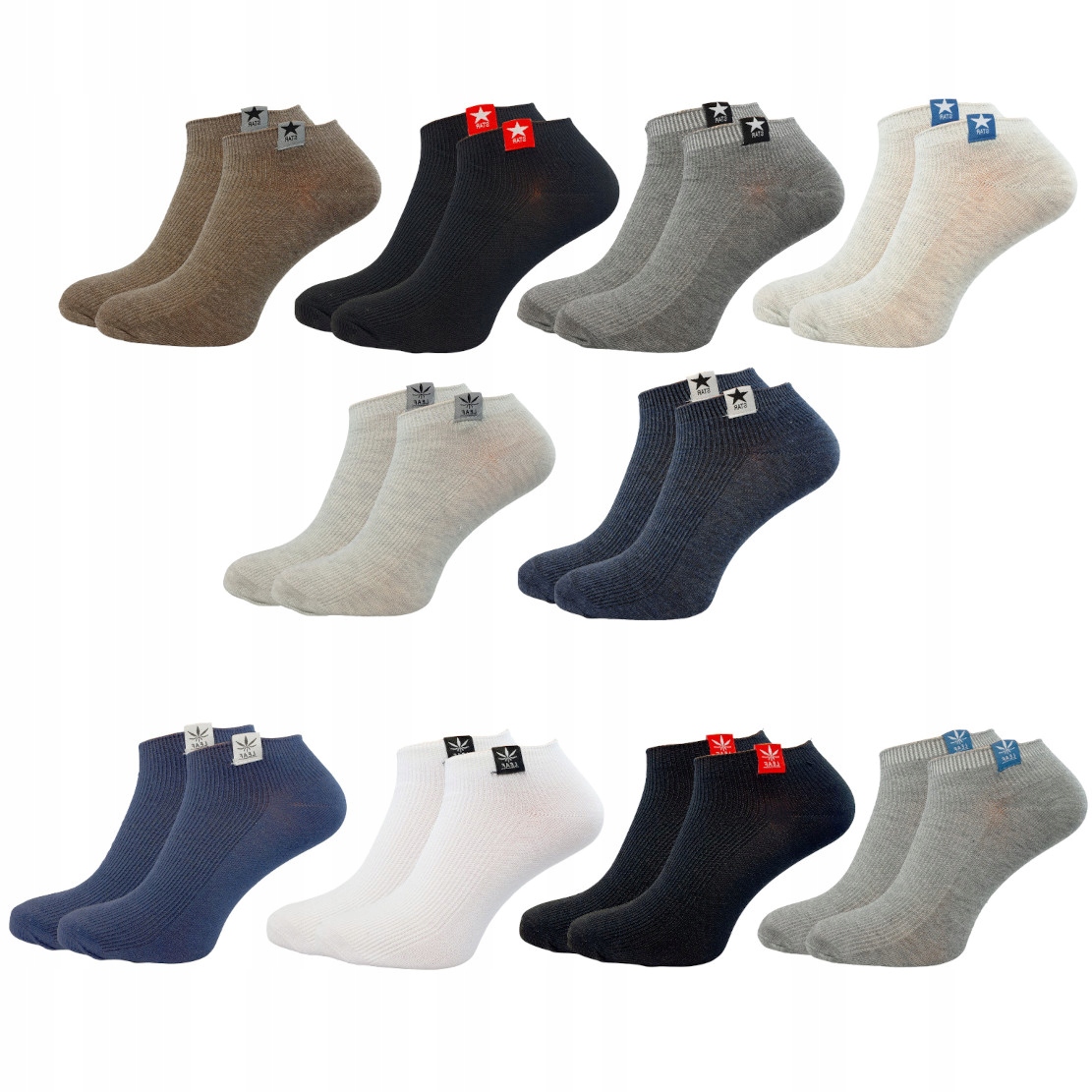 

10x Stopki Męskie Krótkie Skarpety Bawełniane Logo