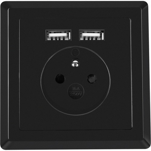 

Gniazdko Elektryczne 230V +2x Usb 2.1A czarne Qc