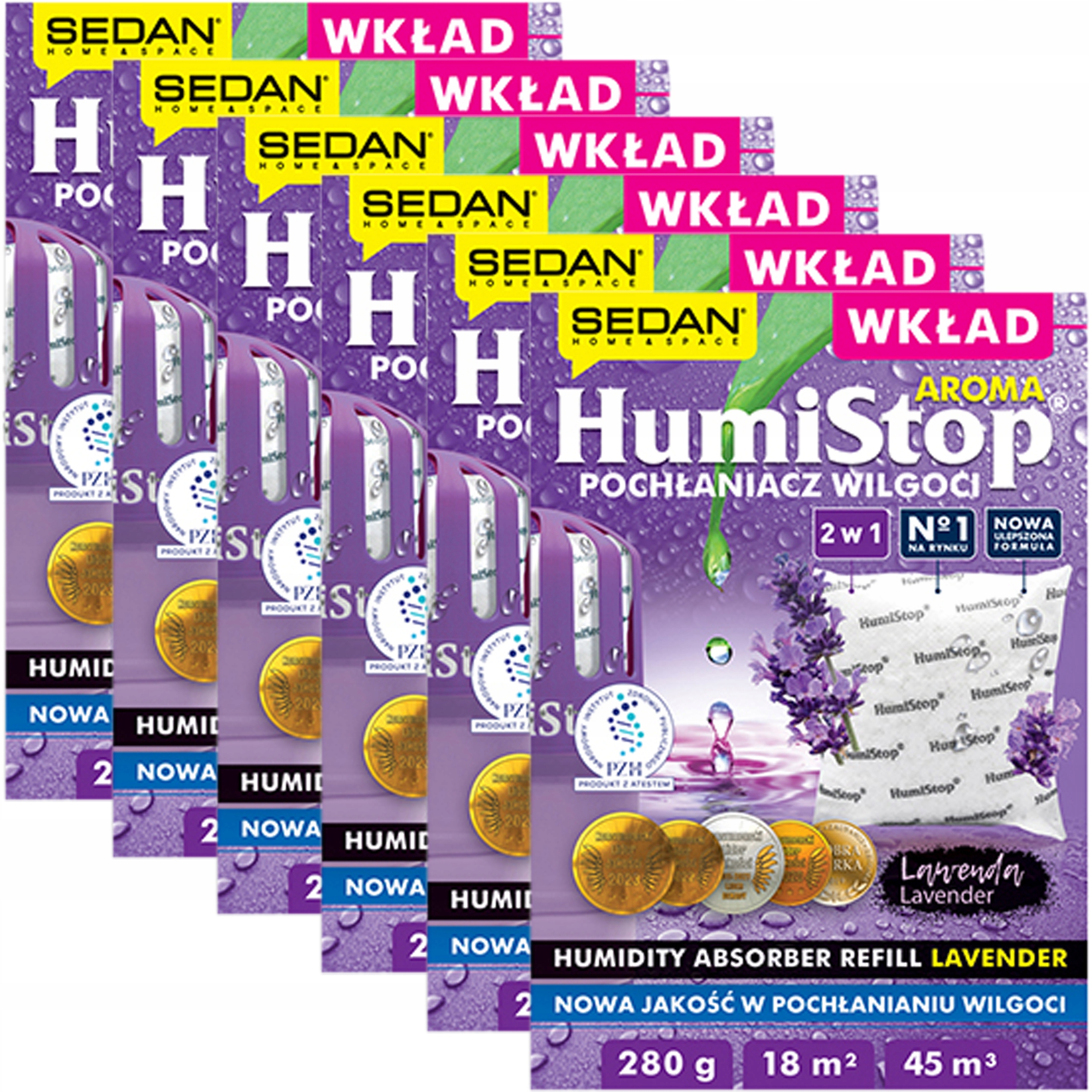 6 x Vonná náplň do pohlcovače vlhkosti HumiStop Náhradní náplň Levandulová