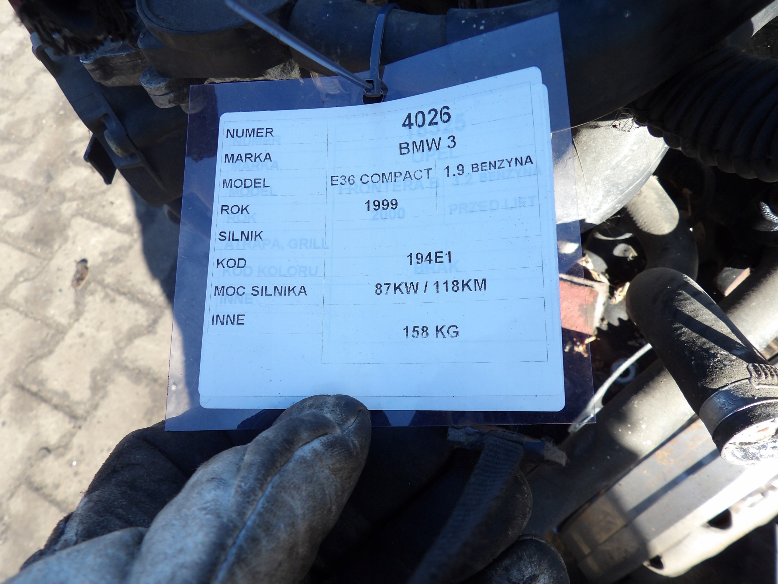 BMW E36 1,9 - 118 km engine 194E1