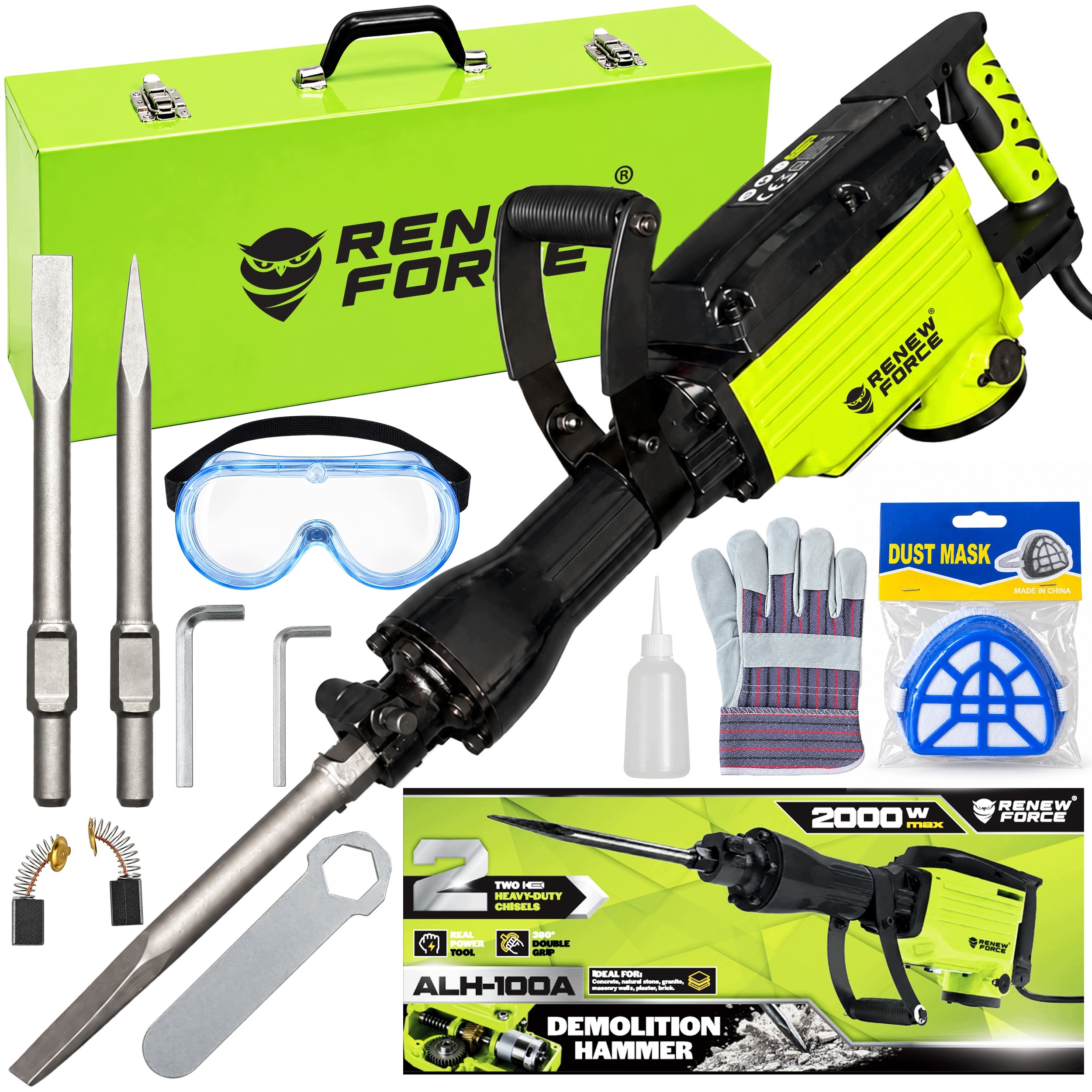 Demoliční Příklepové Kladivo HEX30 2000W 2x Dláto