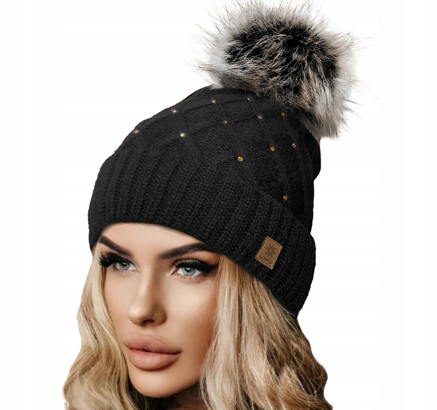 

Zimowa Czapka Ciepła pompon i polar Woolk Crystal