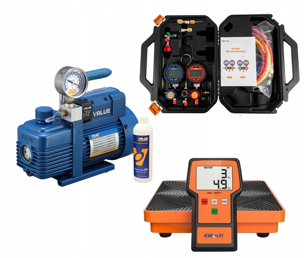Vákuová pumpa Value V-i220SV manometer Elite DMG-3B Váha LMC-100F