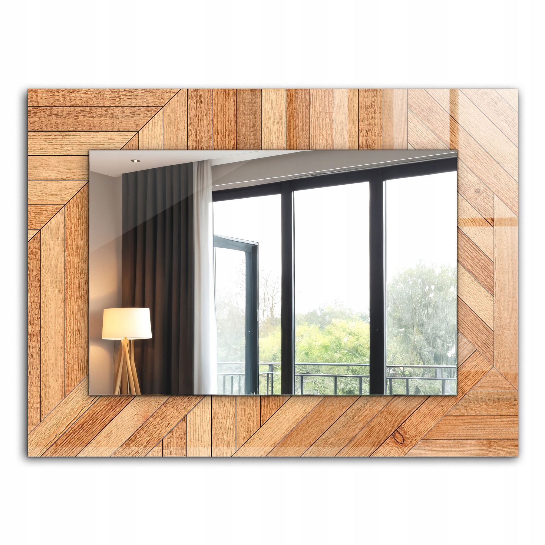 Krásne moderné zrkadlo s ozdobným rámom dekor loft 80x60 Drevené parkety