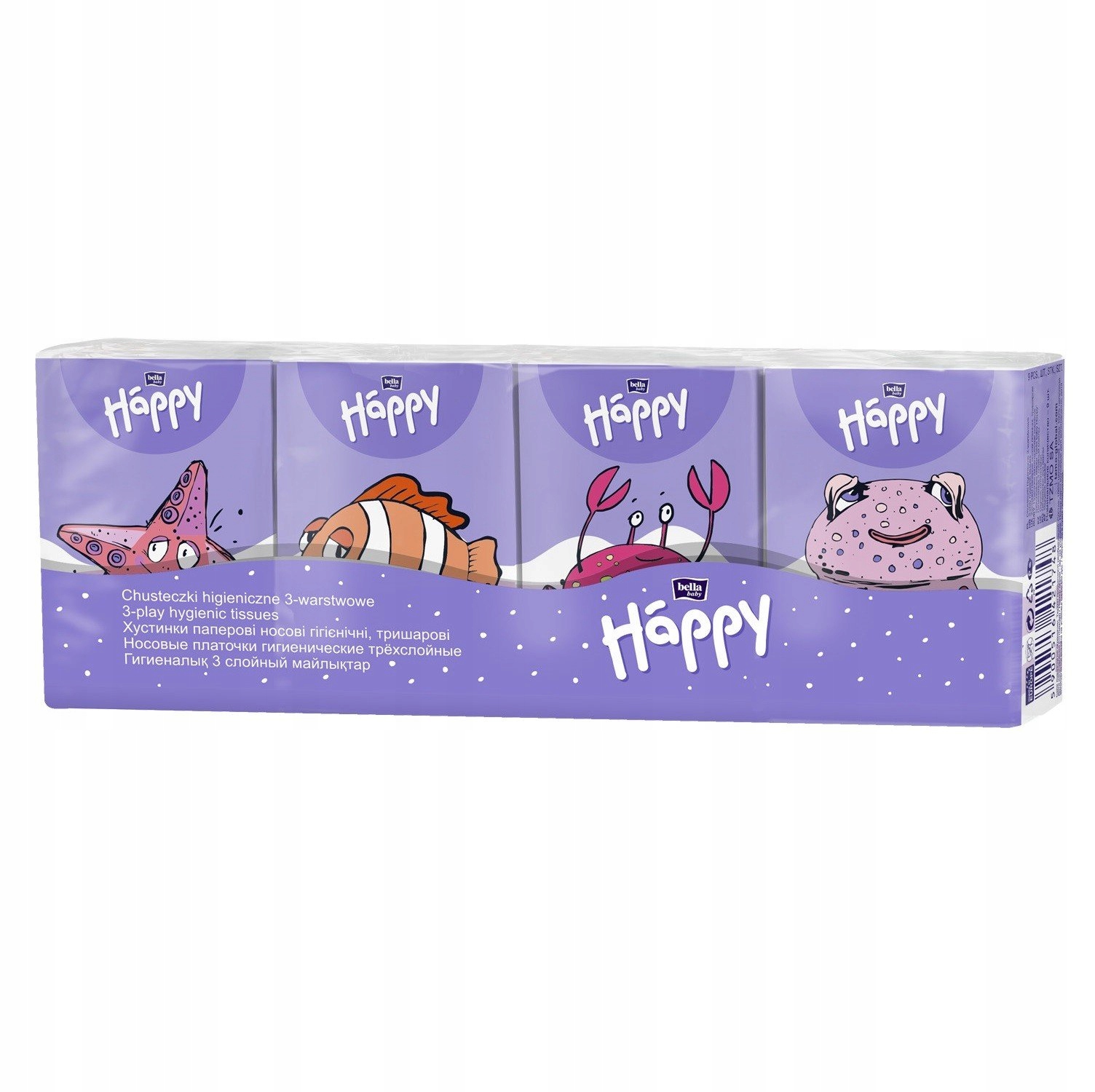 

Chusteczki higieniczne Mini Paczki Happy 3w 8x9szt