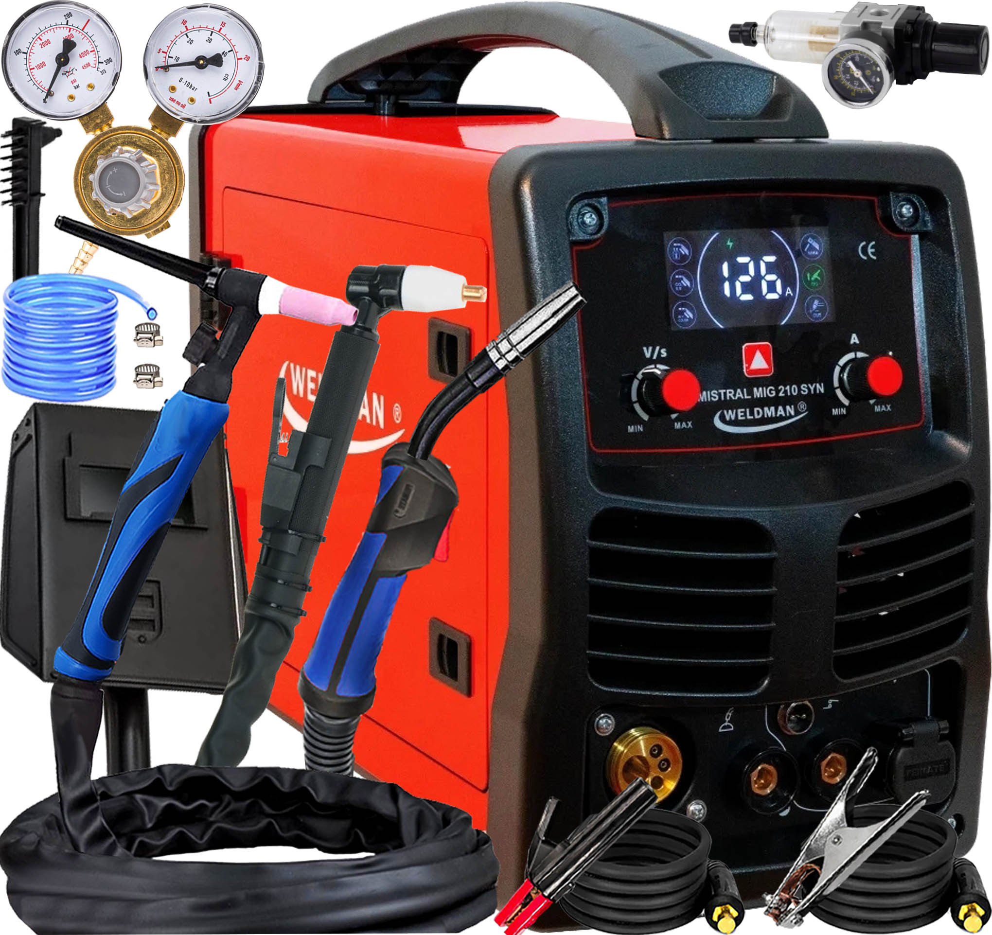 Invertorová Svářečka Migomat Poloautomatická Plazma Weldman Mistral Mig 210 LCD