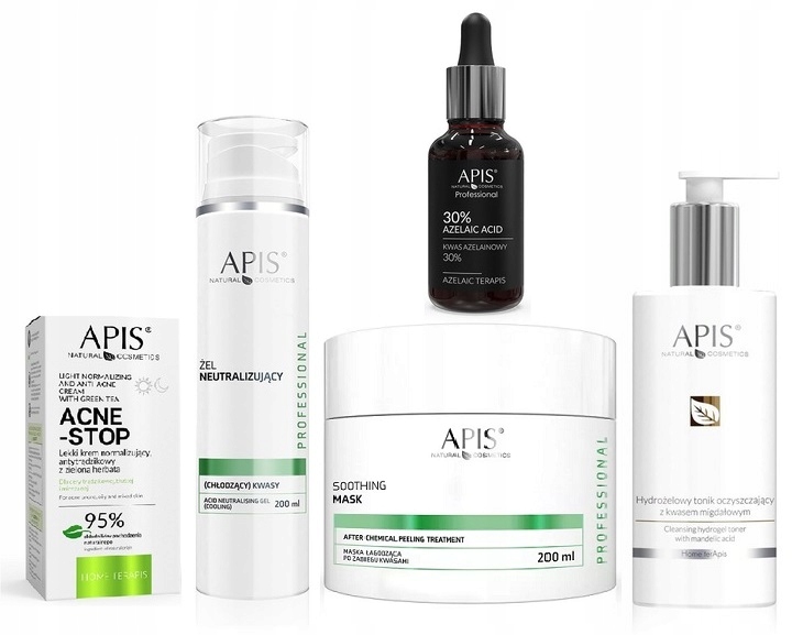 Apis Exfoliační Sada Kyselina Azelaová 30% Tonikum Neutralizátor Maska Krém