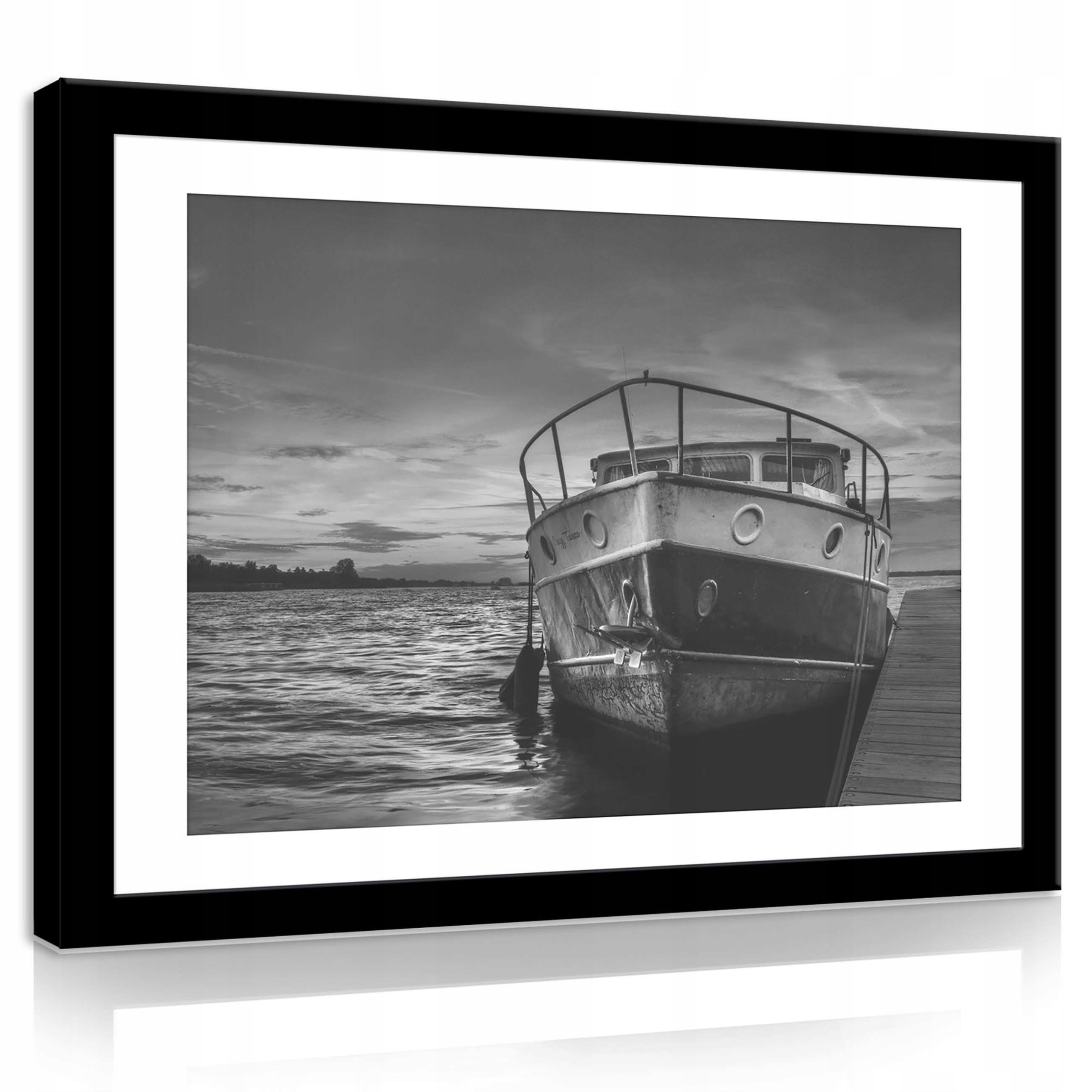 Obraz 80x60 Loď moře voda klid ticho černobílé krajiny