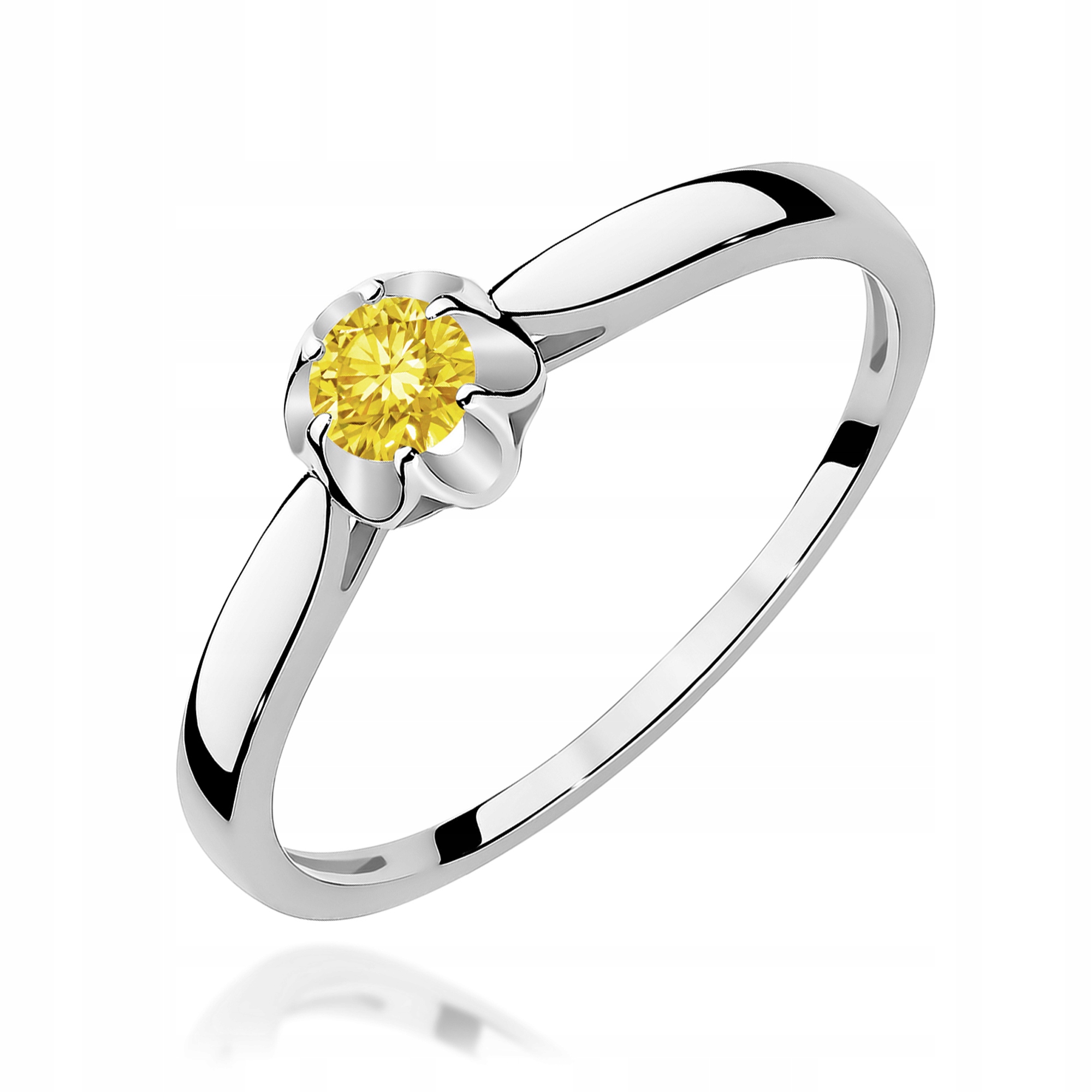 Prstýnek z bílého zlata 585 diamant lab žlutý, jedinečný pro zásnuby