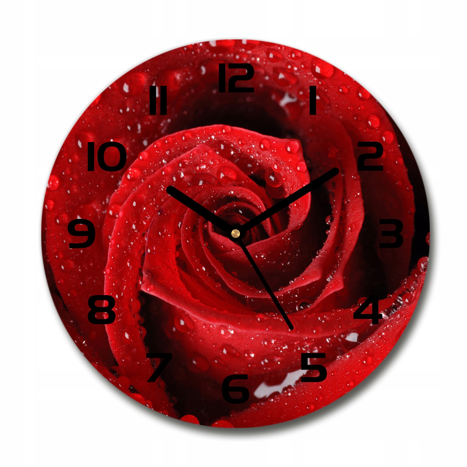 

Zegar szklany okrągły Krople na róży fi 30 cm