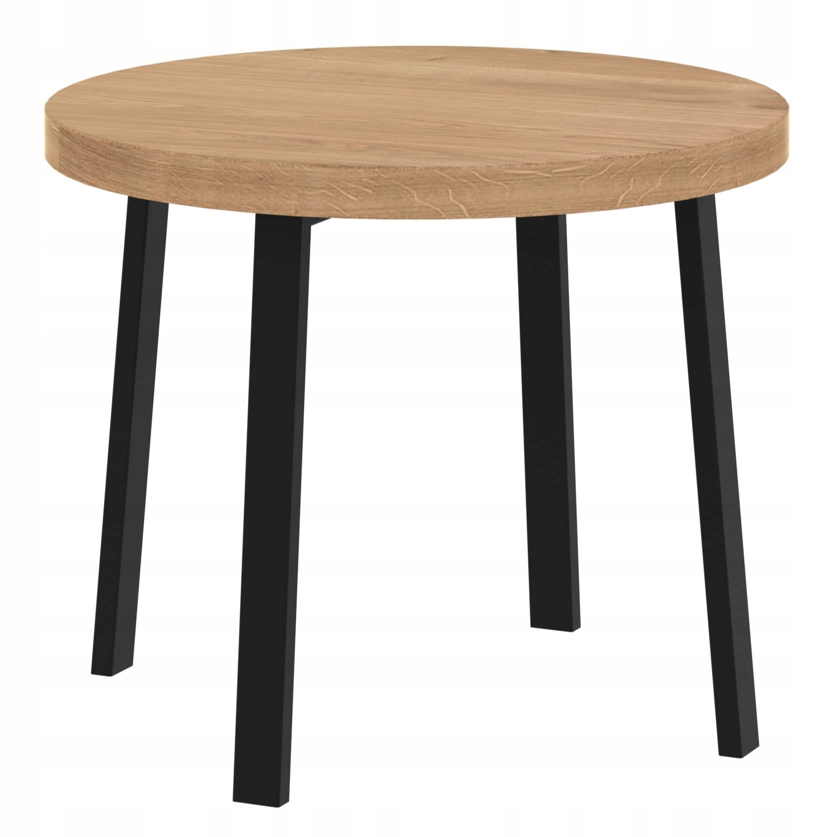 Kulatý dubový konferenční stolek, masivní dřevo, industriální loft Zeno, 60 cm