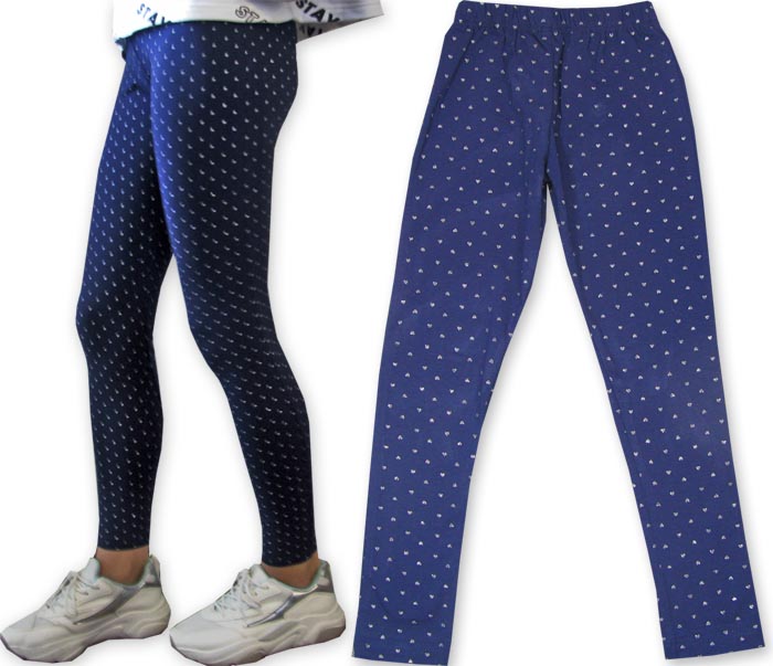 

116 Legginsy getry długie bawełniane Srebrne Serca