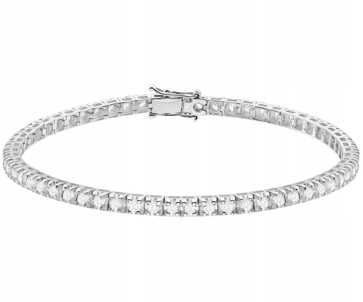Elegantní náramek z bílého zlata 585 s bílými safíry 19 cm Dárek