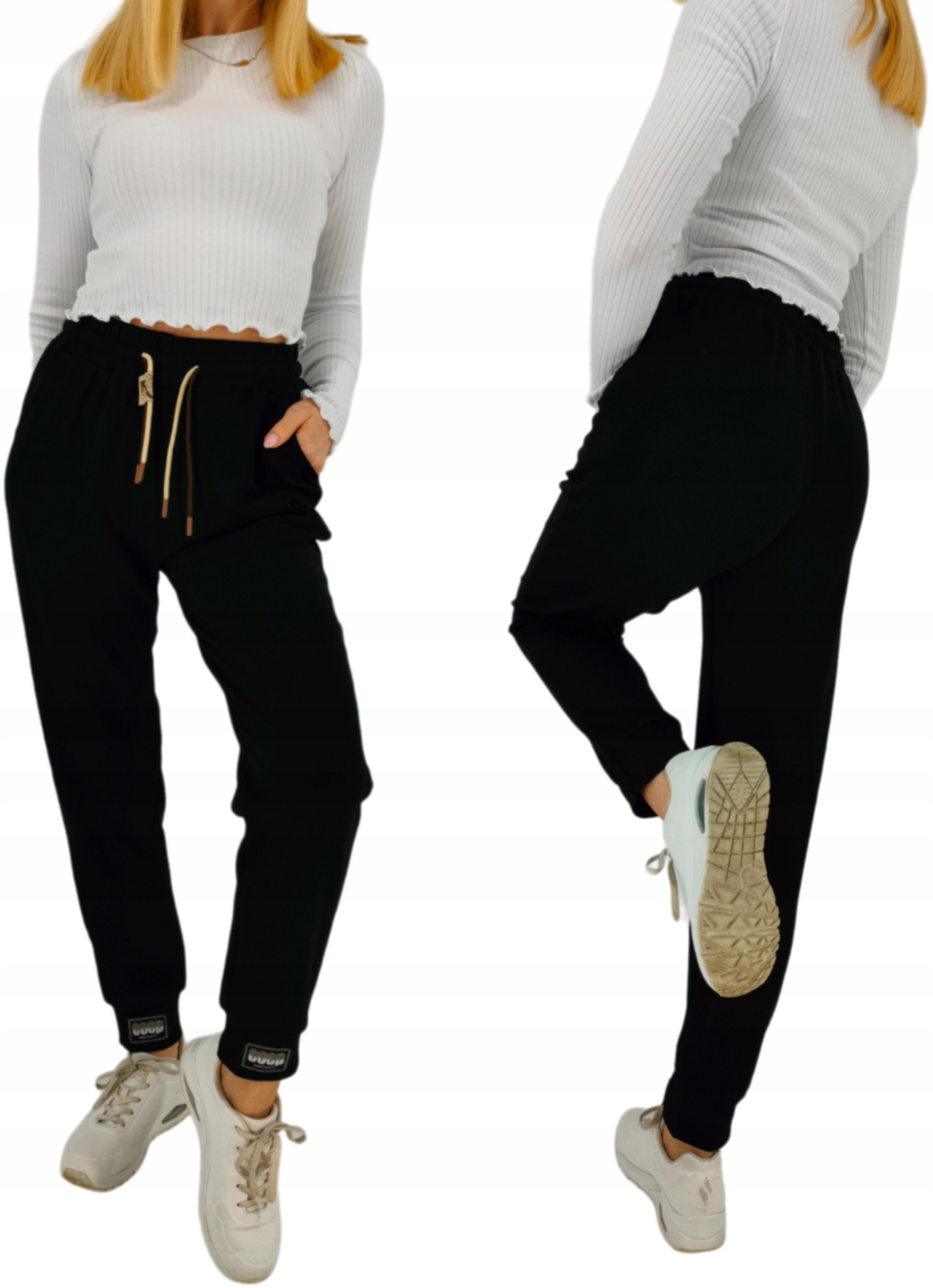 SPODNIE dresowe DAMSKIE bawełniane z kieszeniami