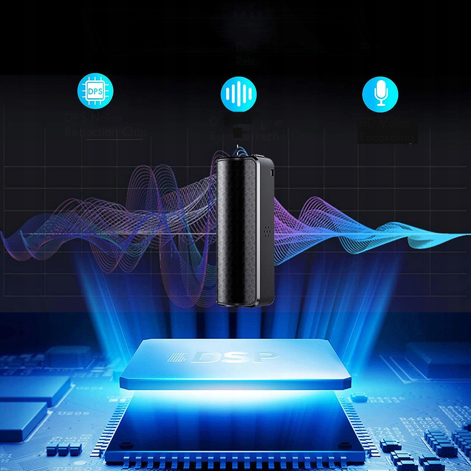 DYKTAFON CYFROWY 32G PODSŁUCH MP3 POŁĄCZENIE USB Obsługa kart pamięci tak