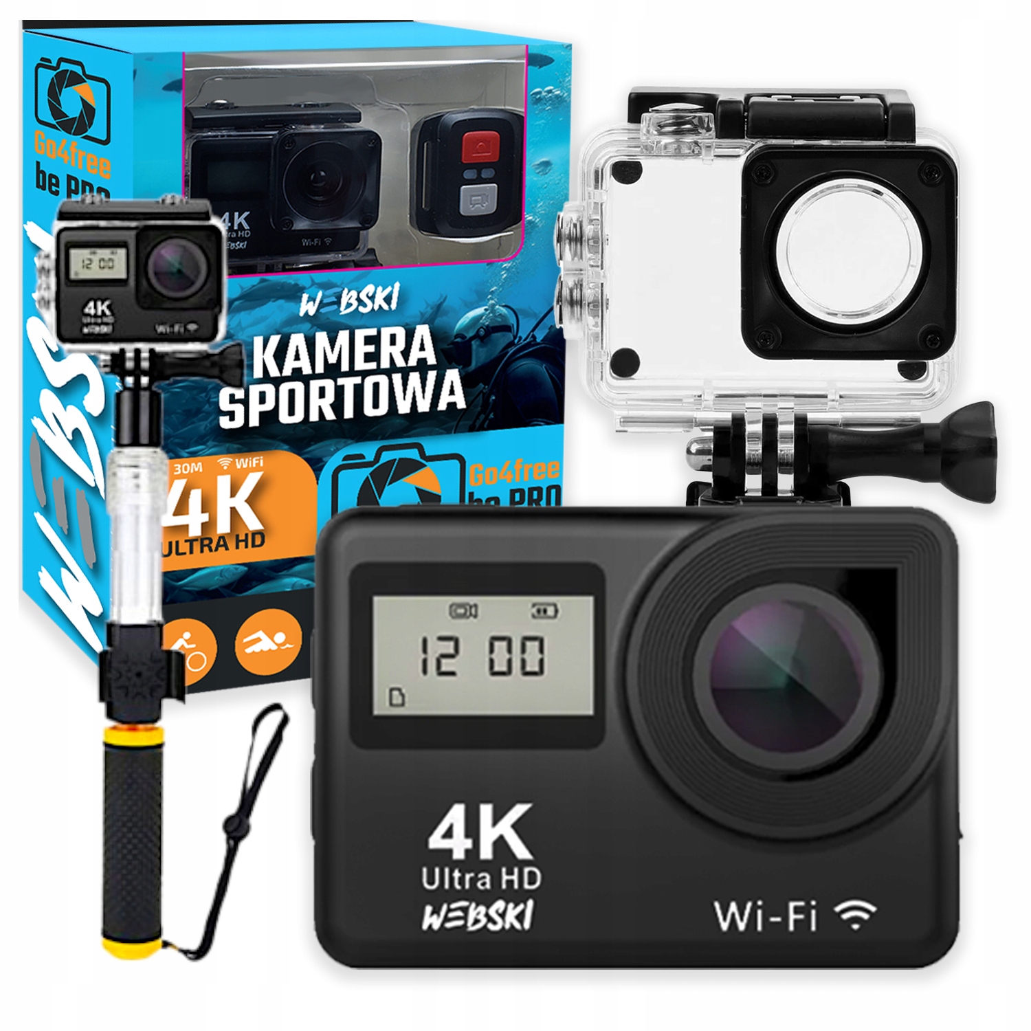 Sportovní kamera 4K Uhd na kolo, motocykl dálkové ovládání, příslušenství