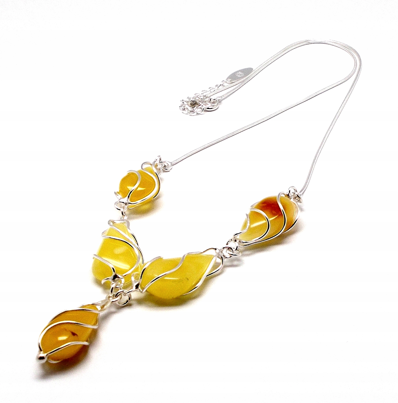 Stříbrný Náhrdelník S Jantarem Kolia