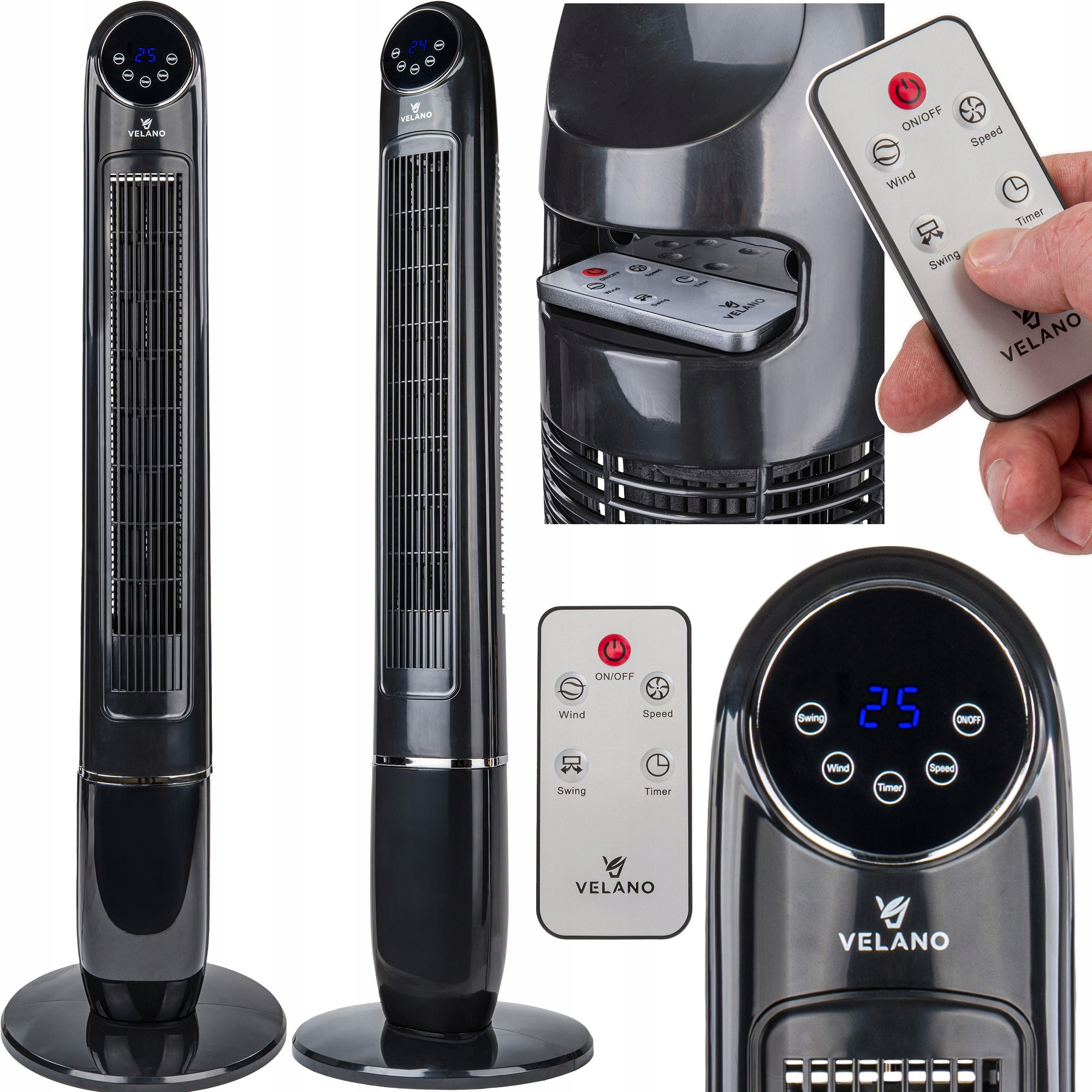 Podlahový Sloupový Ventilátor Velký 123 CM Stojanový Ventilátor Oscilace Časovač