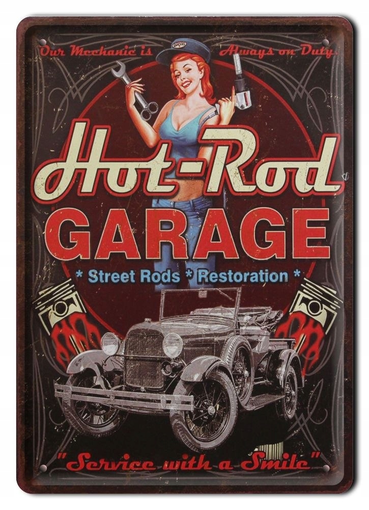 Hot Rod Garage Metalowy Szyld Plakat Retro #07015