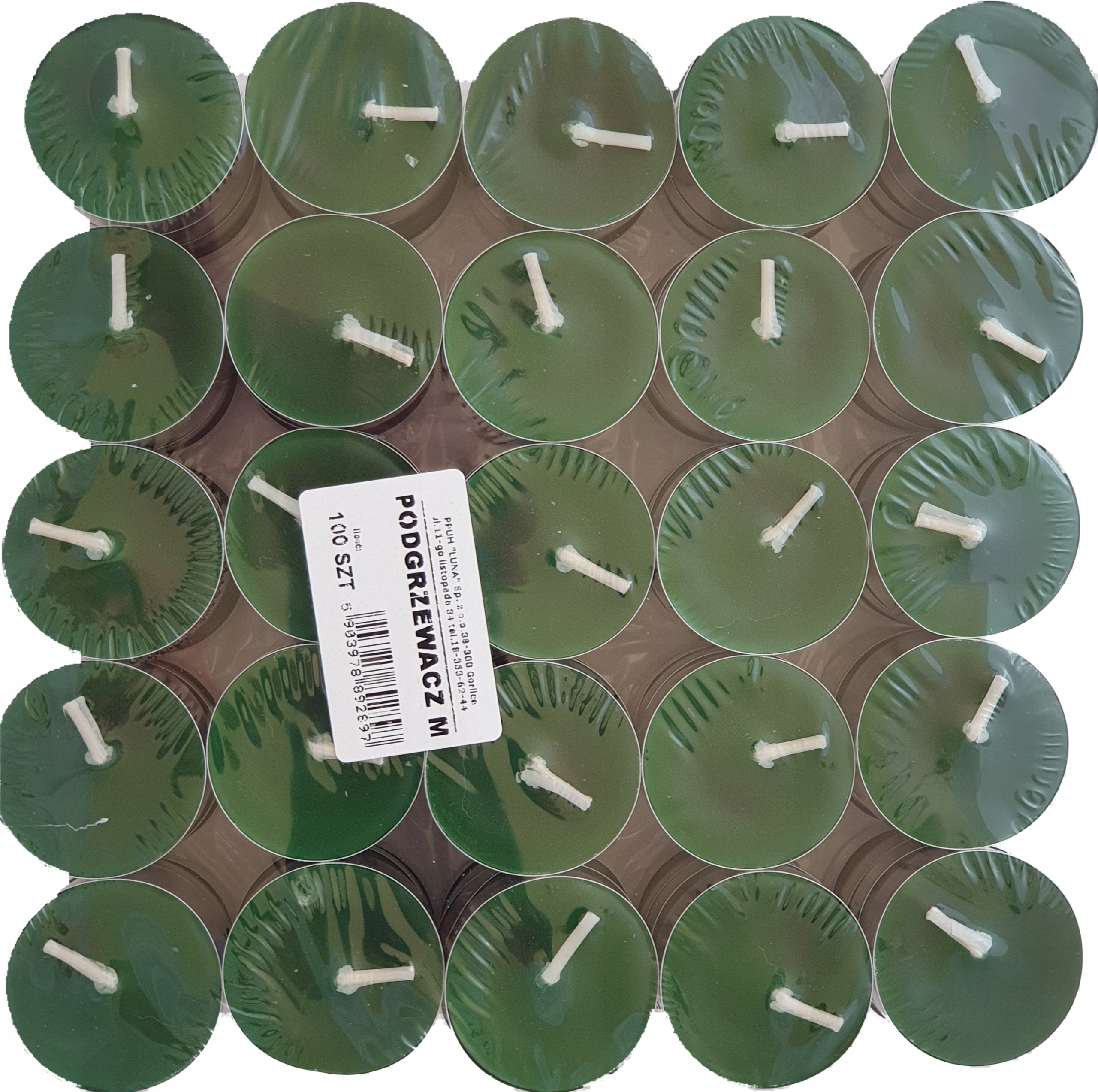 

świece podgrzewacze tealight zielone 100 szt
