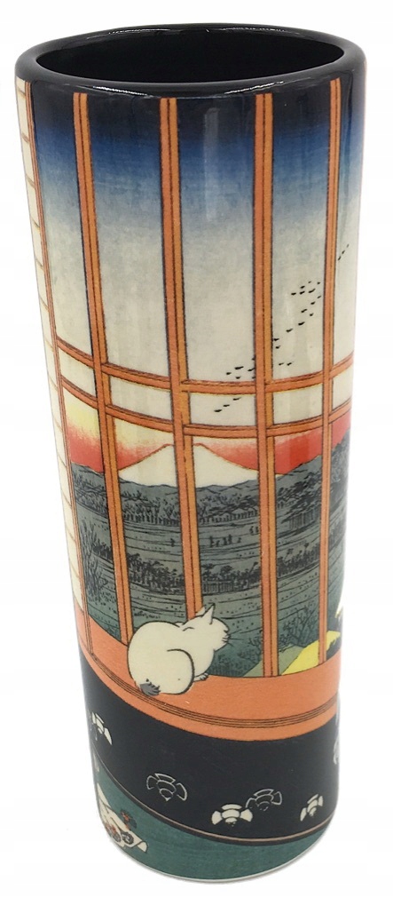 Dekorativní Váza Parastone Kočka hledící na horu Fuji dřevoryt Hiroshige
