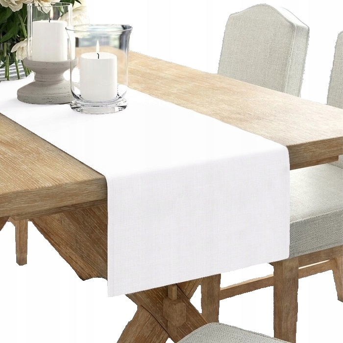 BIEŻNIK OBRUS GŁADKI MATOWY 40x220 BIAŁY