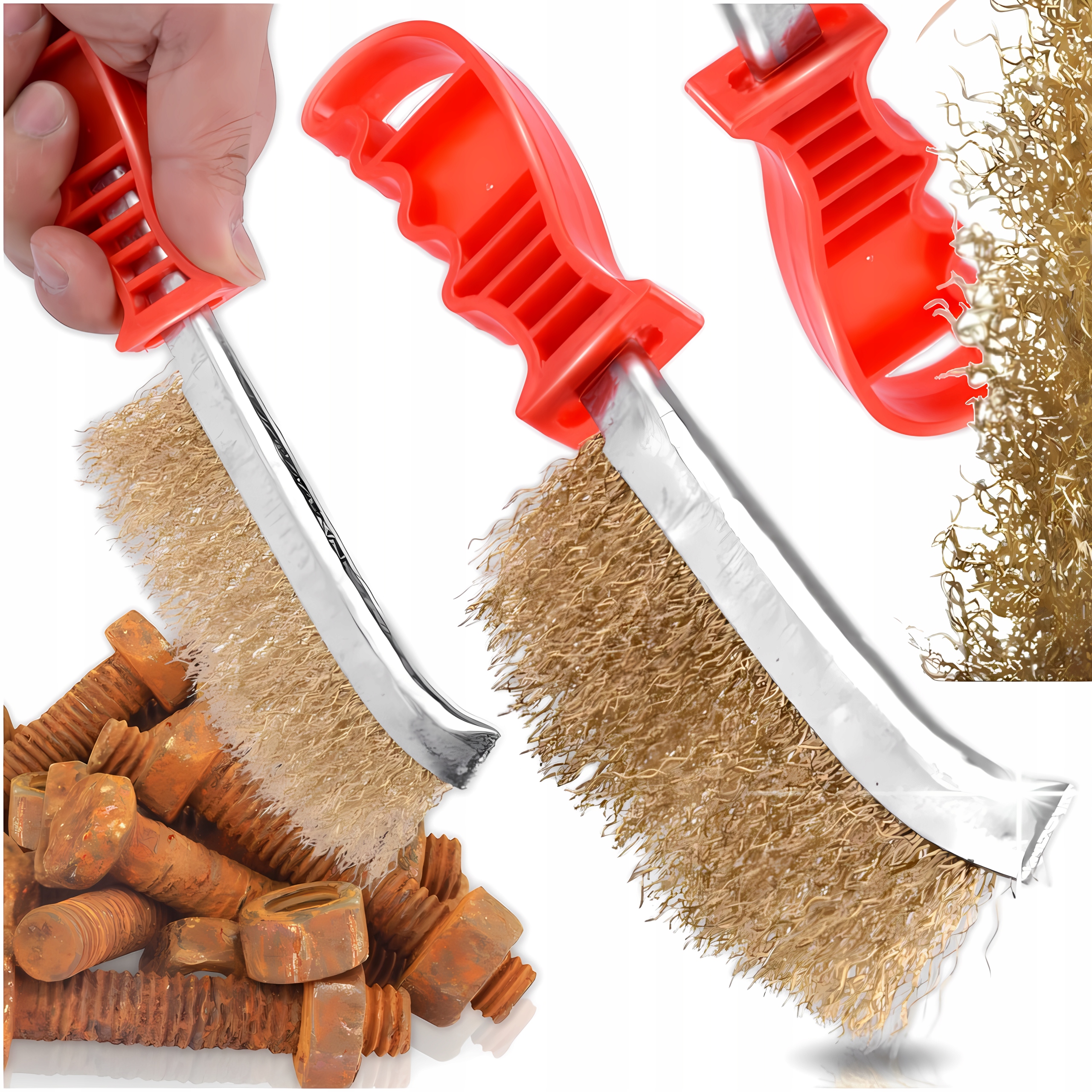 Szczotka Druciana Szczelinowa Mosiężna Ręczna Do Czyszczenia Felg Mocna