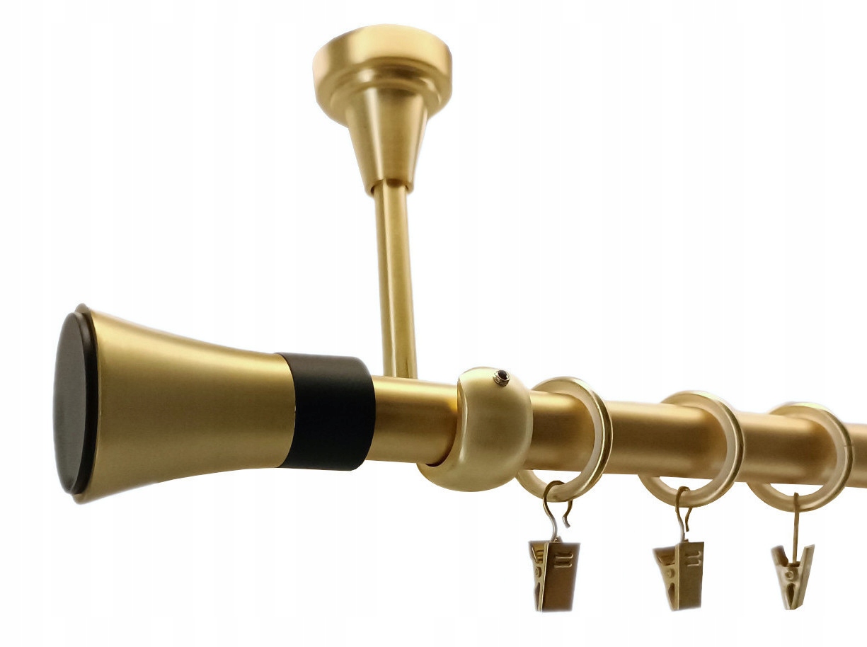 Jednoduchá Garnýž Stropní Kovový mosaz mat mix hrotů 19 mm 120 cm