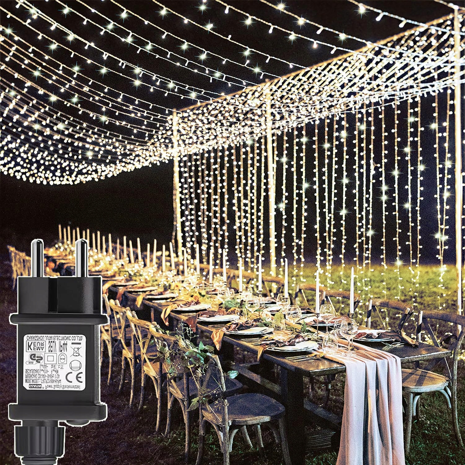 YOWIN Kurtyna Świetlna Girlanda Łańcuch Dekoracyjny Oświetlenie 6x3m 600LED — miniatura 8