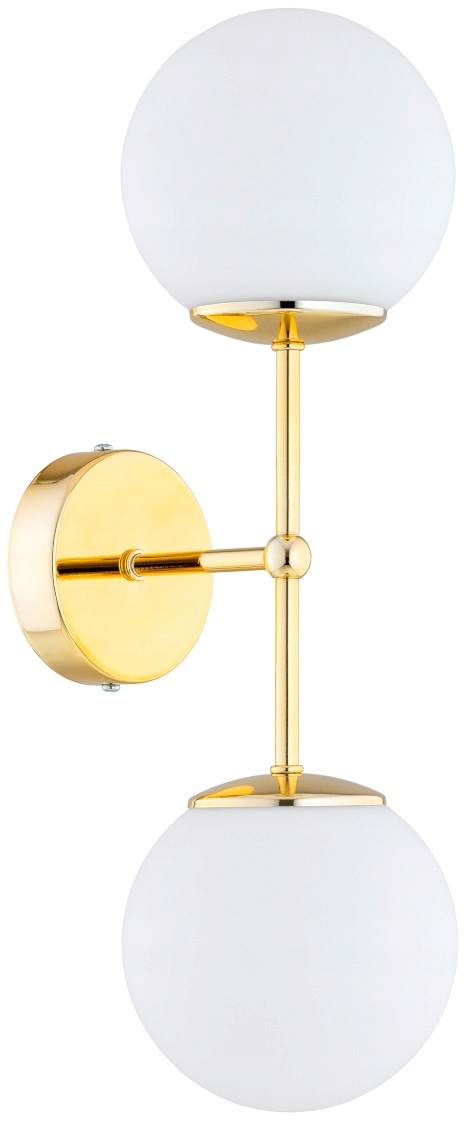 Złota Lampa Ścienna Kinkiet Białe Kule Milo Led E27