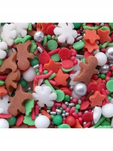 Levně Decor Posypka Vánoce Vánoce MIX sněhové vločky hvězdičky sušenky