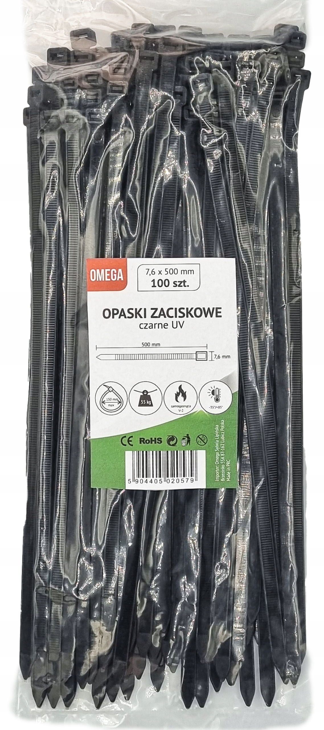 

Opaski Trytki Zaciskowe Kablowe Uv Czarne 7,6X500