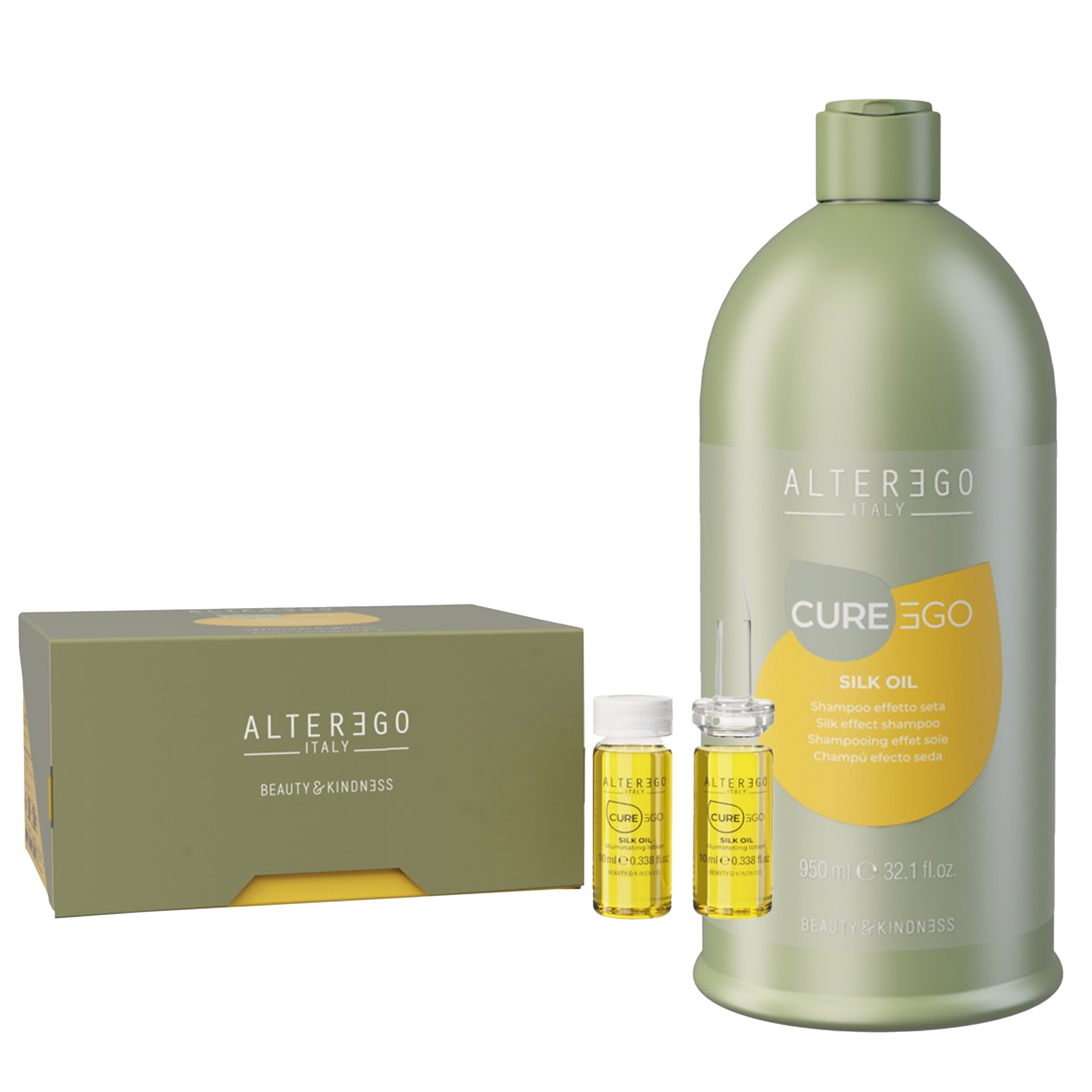 Alter Ego Cureego Silkoil Šampon 950 ml Ampule Bez Oplachování 12 x 10 ml