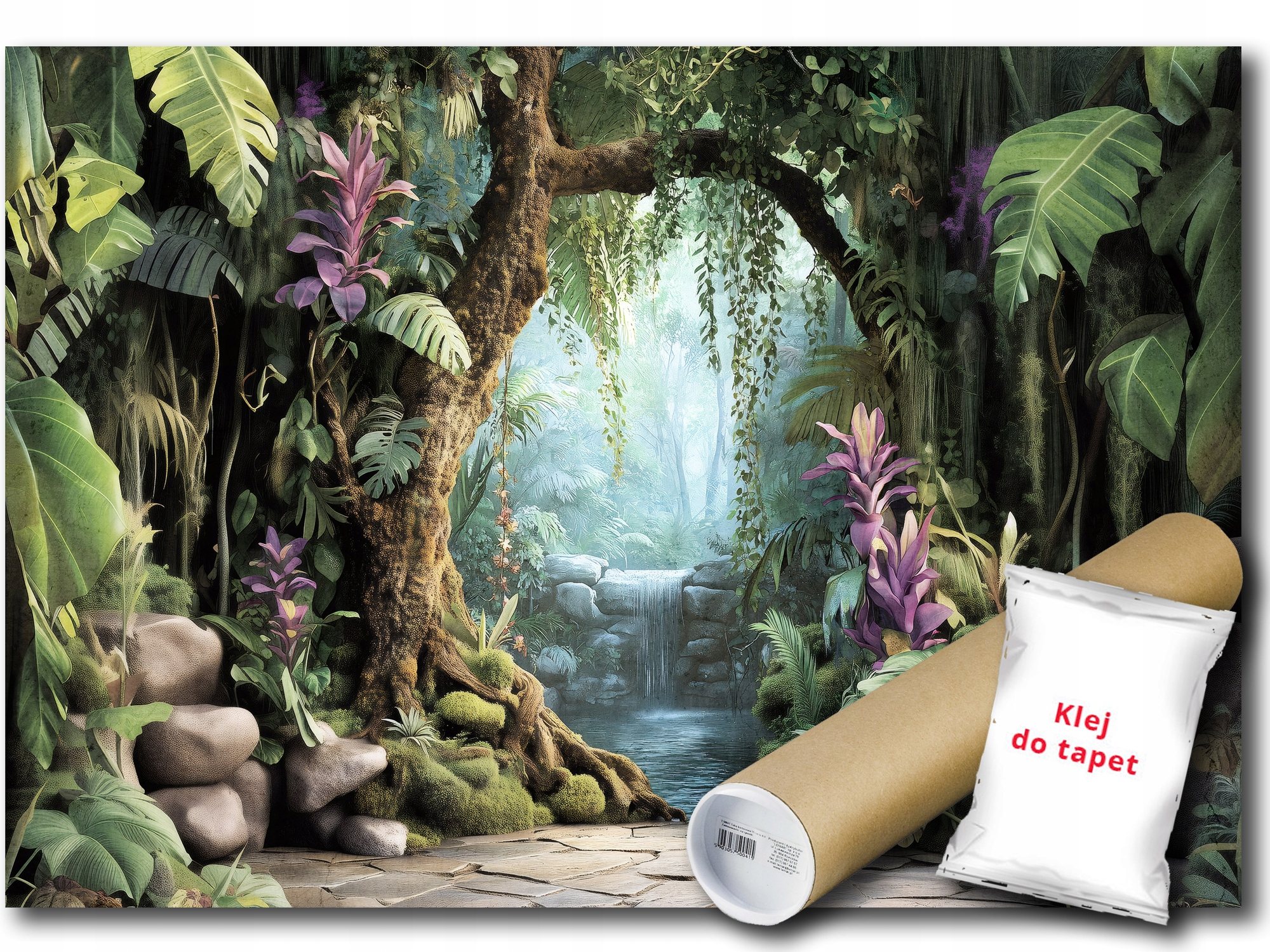 Fototapeta Flizelina Pohled Džungle Rostliny Listy Květy Vodopád 416x290